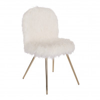 OSP Home Furnishings JLA-F42 Julia Chair with White Fur and Gold Legs